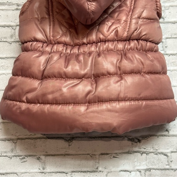 Little Lass Mauve Hooded Puffer Vest 3T Toddler Faux Fur Zipper Quilted - Picture 6 of 14